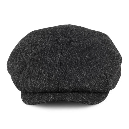 Gorra Newsboy Taransay de HARRIS TWEED de Jaxon & James - Negro-Antracita