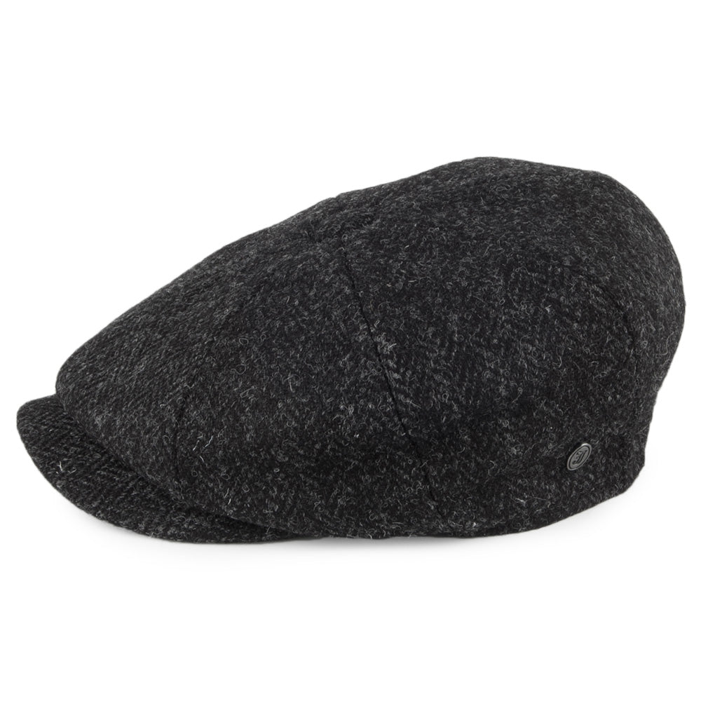 Gorra Newsboy Taransay de HARRIS TWEED de Jaxon & James - Negro-Antracita