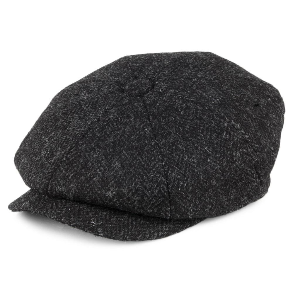 Gorra Newsboy Taransay de HARRIS TWEED de Jaxon & James - Negro-Antracita