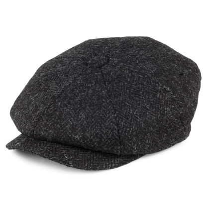 Gorra Newsboy Taransay de HARRIS TWEED de Jaxon & James - Negro-Antracita