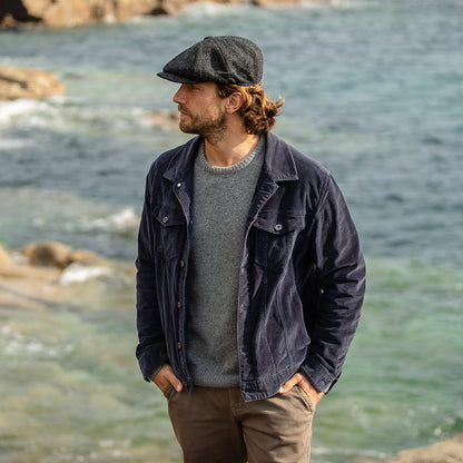 Gorra Newsboy Taransay de HARRIS TWEED de Jaxon & James - Negro-Antracita