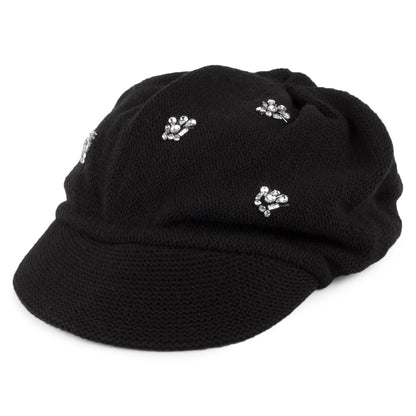 Gorra Baker Boy con strass decorativos de Scala - Negro