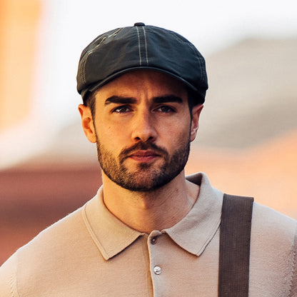 Gorra Newsboy Hudson de Dry Wax de Failsworth - Negro