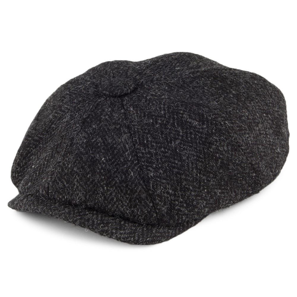 Gorra Newsboy de HARRIS TWEED diseño de espiga de Olney - Antracita
