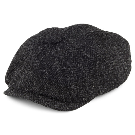 Gorra Newsboy de HARRIS TWEED diseño de espiga de Olney - Antracita