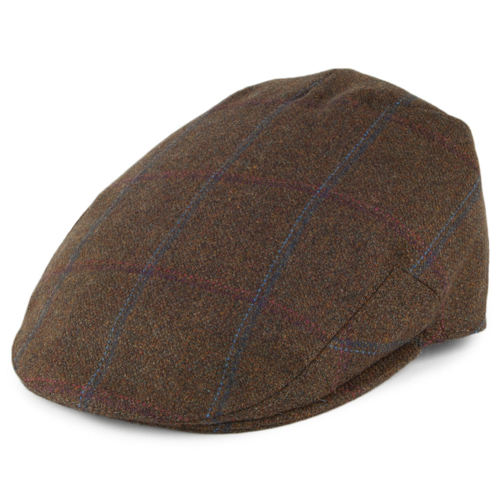 Gorra plana Kinloch Saxony de Tweed de Olney - Verde Oliva