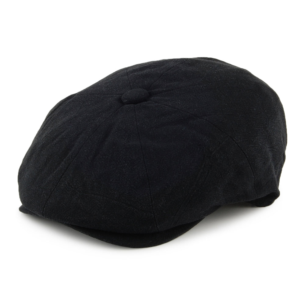 Gorra Newsboy Alfie de lino grueso de Christys - Negro