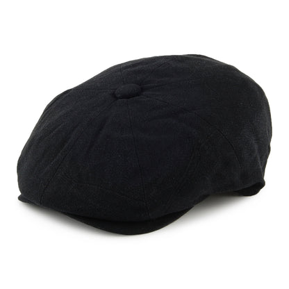 Gorra Newsboy Alfie de lino grueso de Christys - Negro