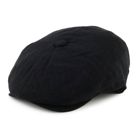 Gorra Newsboy Alfie de lino grueso de Christys - Negro