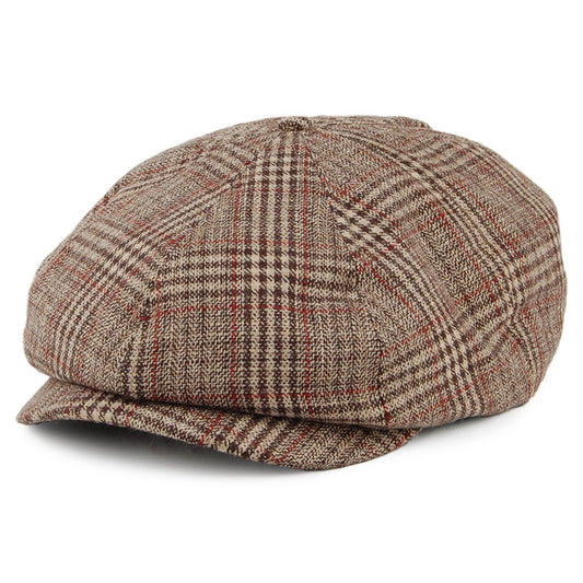 Gorra Newsboy redonda Brood a cuadros de Brixton - Kaki-Marrón