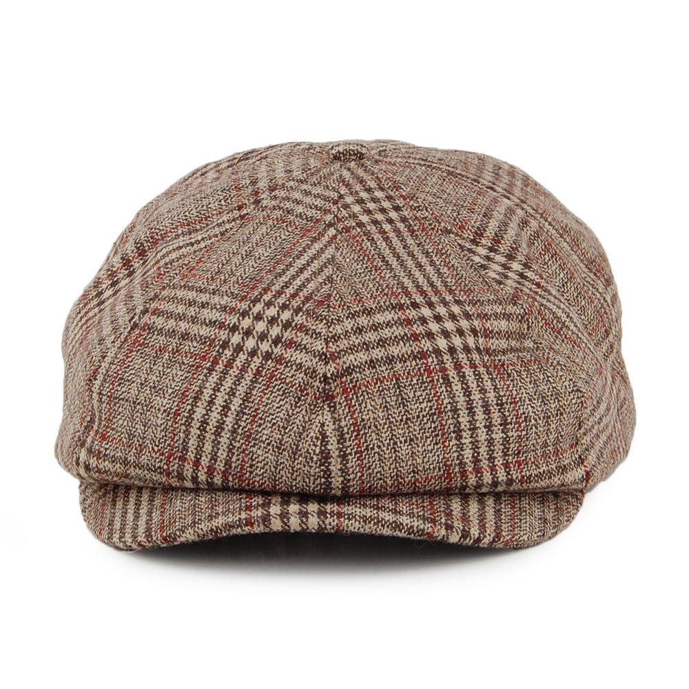 Gorra Newsboy redonda Brood a cuadros de Brixton - Kaki-Marrón