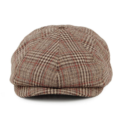 Gorra Newsboy redonda Brood a cuadros de Brixton - Kaki-Marrón