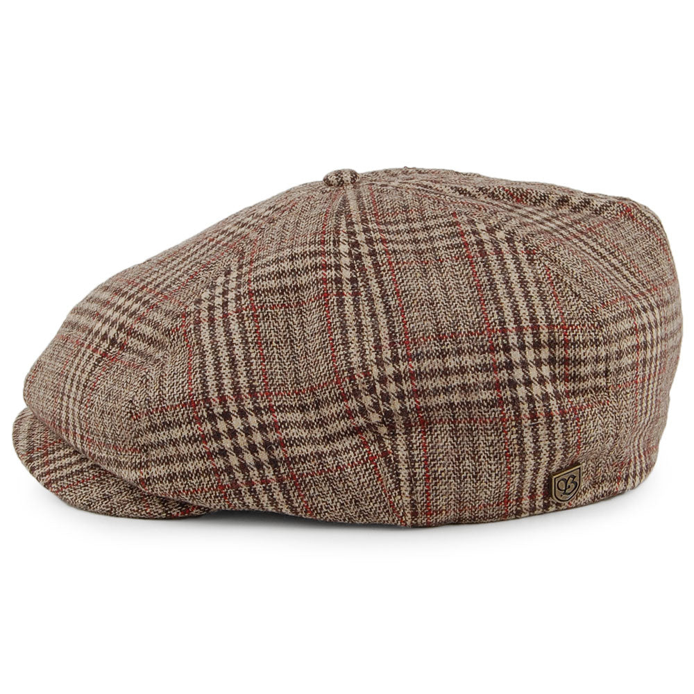 Gorra Newsboy redonda Brood a cuadros de Brixton - Kaki-Marrón