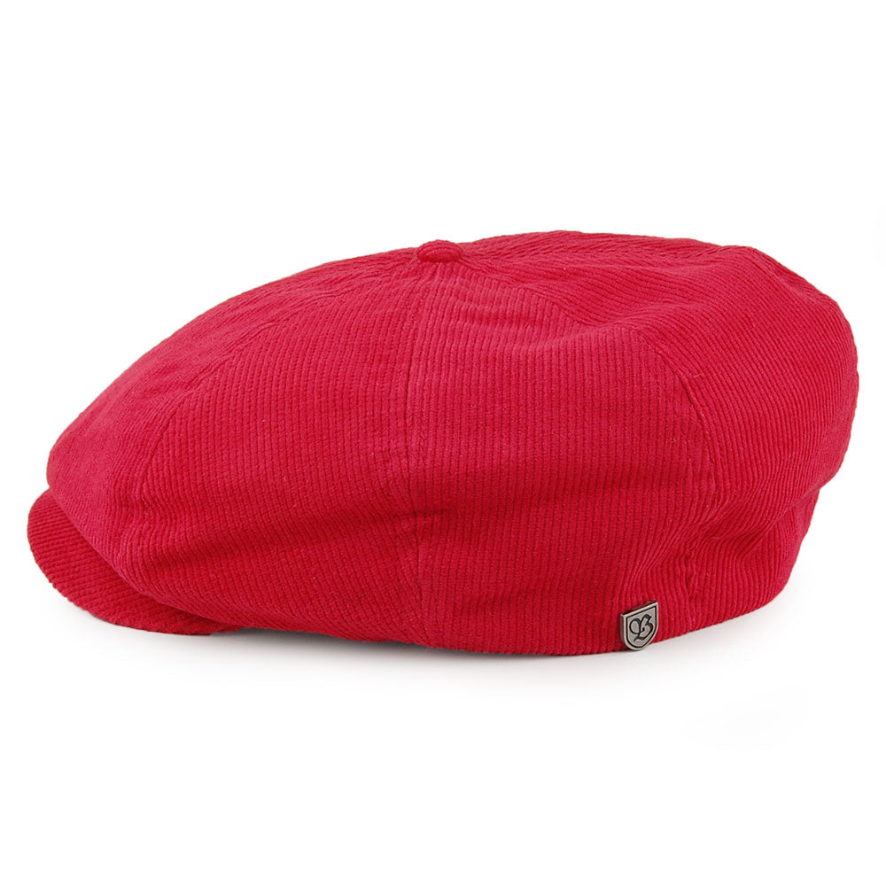 Gorra Newsboy Brood de pana de Brixton - Rojo Cereza