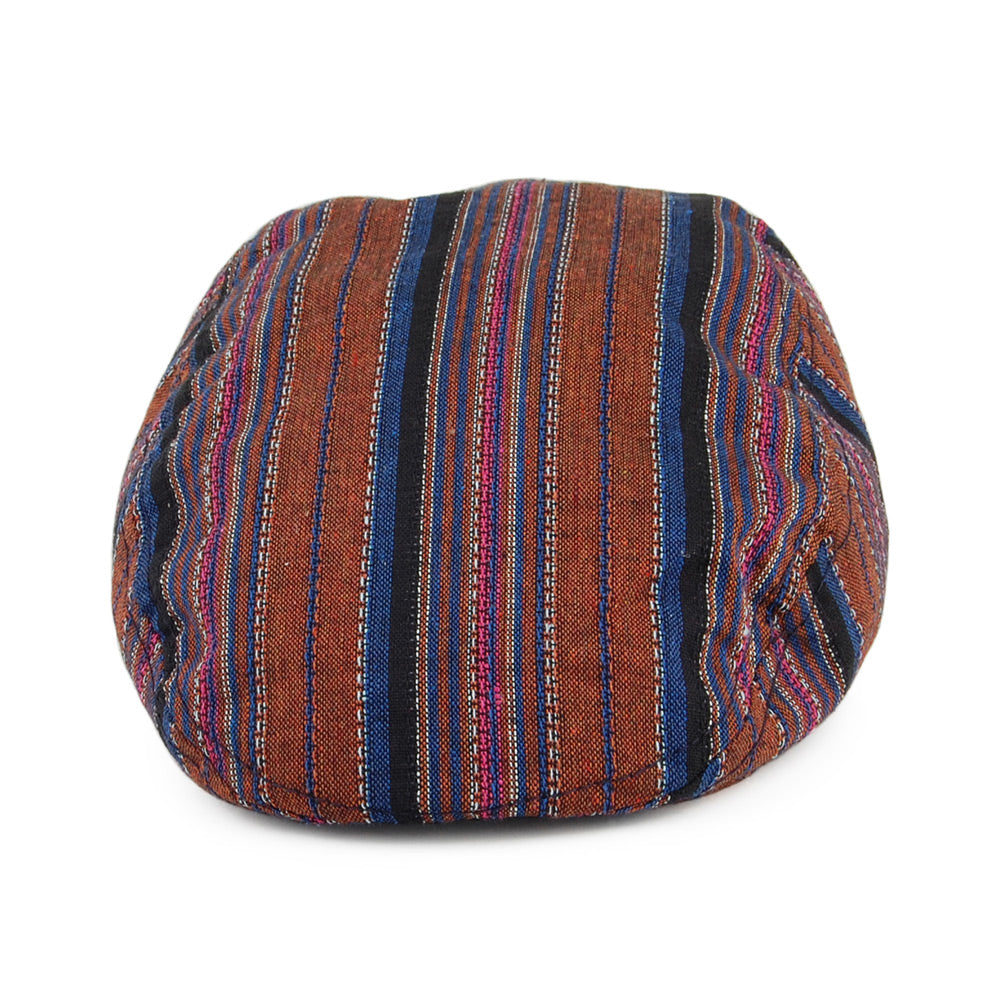 Gorra plana Antigua de algodón a rayas de Carlos Santana - Marrón-Azul