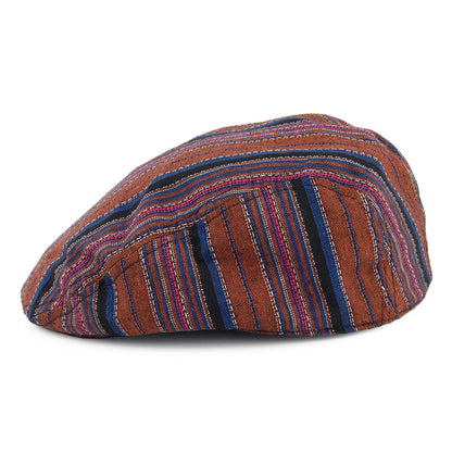 Gorra plana Antigua de algodón a rayas de Carlos Santana - Marrón-Azul