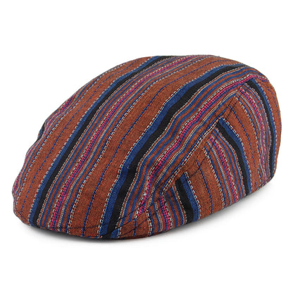 Gorra plana Antigua de algodón a rayas de Carlos Santana - Marrón-Azul