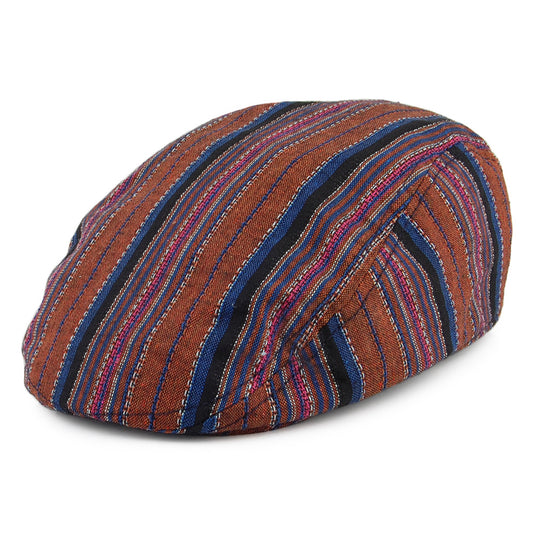 Gorra plana Antigua de algodón a rayas de Carlos Santana - Marrón-Azul