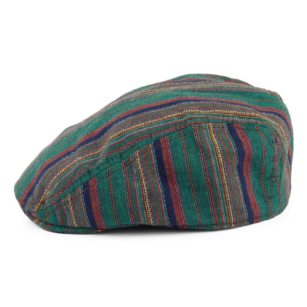 Gorra plana Antigua de algodón a rayas de Carlos Santana - Verde-Marrón