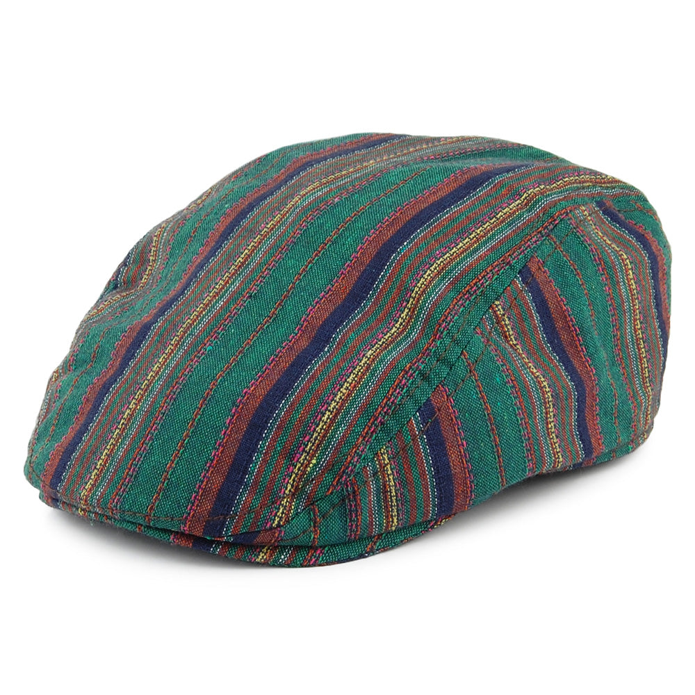 Gorra plana Antigua de algodón a rayas de Carlos Santana - Verde-Marrón