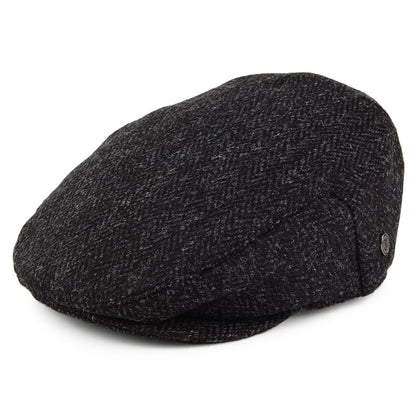 Gorra plana Dunvegan de HARRIS TWEED diseño de espiga de Jaxon & James - Negro-Antracita