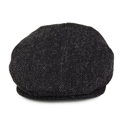 Gorra plana Dunvegan de HARRIS TWEED diseño de espiga de Jaxon & James - Negro-Antracita