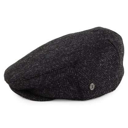Gorra plana Dunvegan de HARRIS TWEED diseño de espiga de Jaxon & James - Negro-Antracita