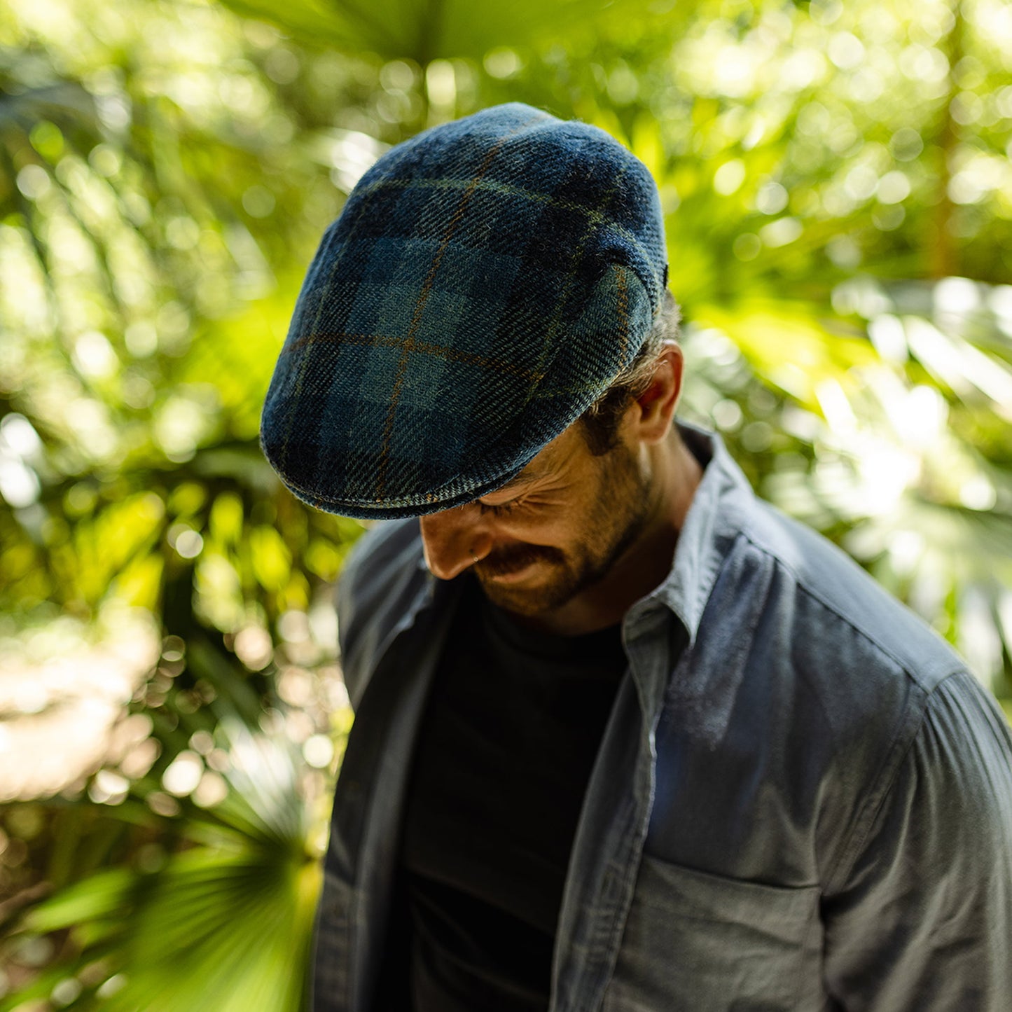 Gorra plana Bay River de HARRIS TWEED de Jaxon & James - Azul Marino