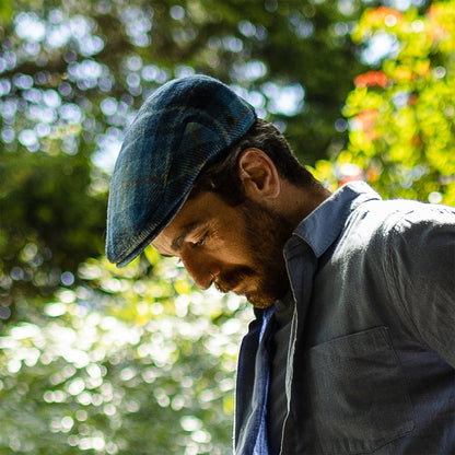 Gorra plana Bay River de HARRIS TWEED de Jaxon & James - Azul Marino