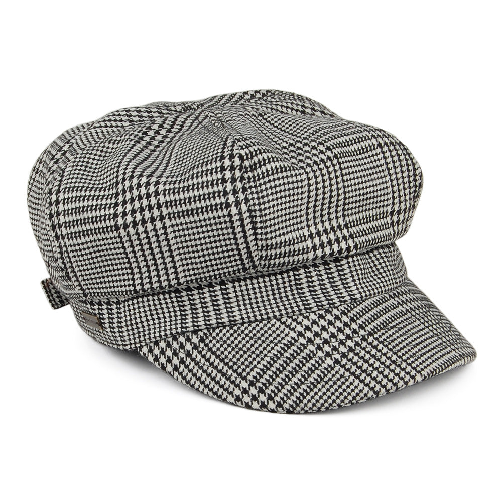 Gorra Newsboy Boy Meets Girl cuadros escoceses de Betmar - Negro-Blanco