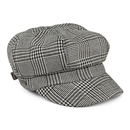 Gorra Newsboy Boy Meets Girl cuadros escoceses de Betmar - Negro-Blanco