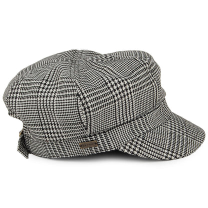 Gorra Newsboy Boy Meets Girl cuadros escoceses de Betmar - Negro-Blanco