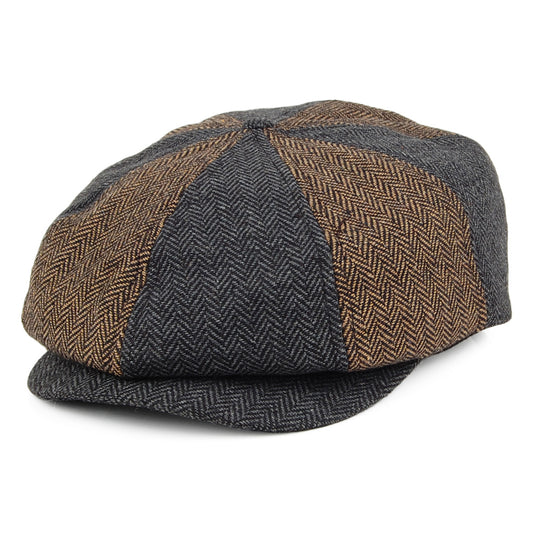 Gorra Newsboy Brood Multi-Paneles de Brixton - Marrón-Gris