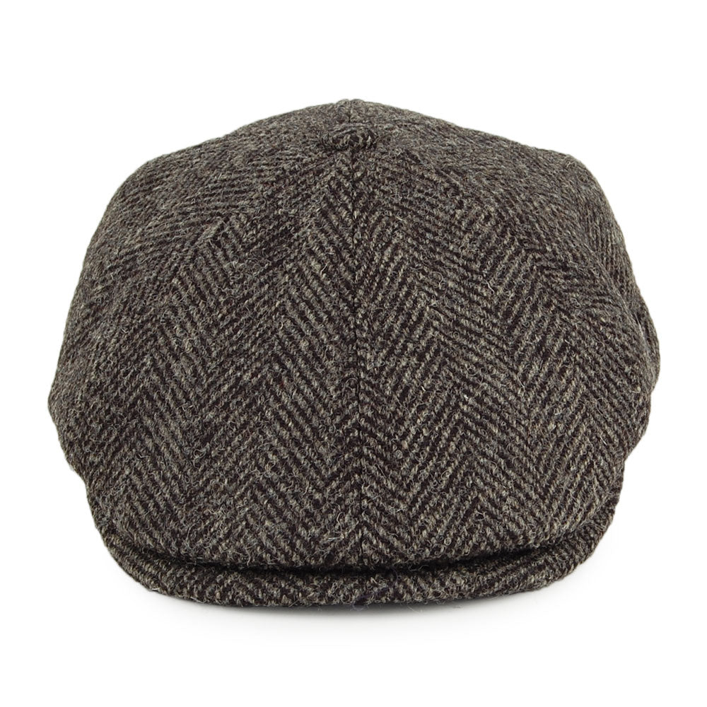 Gorra Newsboy Hudson de HARRIS TWEED diseño de espiga de Failsworth - Gris-Negro