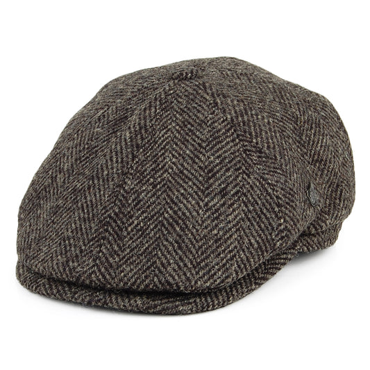 Gorra Newsboy Hudson de HARRIS TWEED diseño de espiga de Failsworth - Gris-Negro