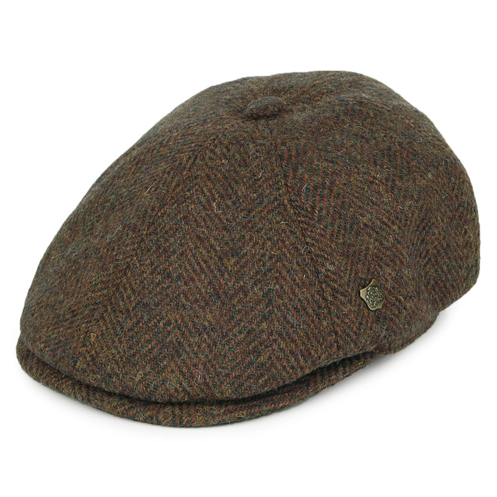 Gorra Newsboy Hudson tweed harris diseño espiga Failsworth - Marrón