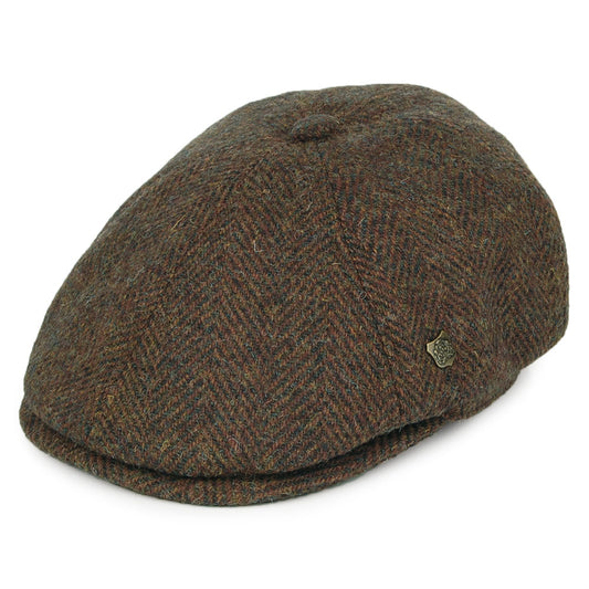 Gorra Newsboy Hudson tweed harris diseño espiga Failsworth - Marrón