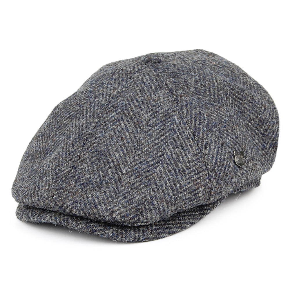 Gorra Newsboy Hudson tweed harris diseño espiga Failsworth Azul-Gris