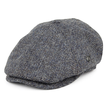 Gorra Newsboy Hudson tweed harris diseño espiga Failsworth Azul-Gris