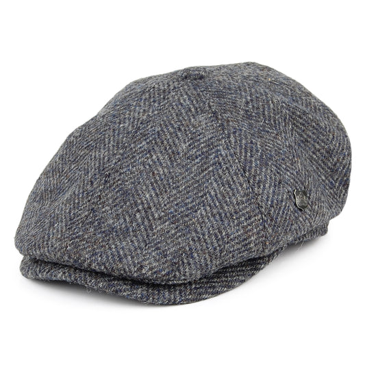 Gorra Newsboy Hudson tweed harris diseño espiga Failsworth Azul-Gris
