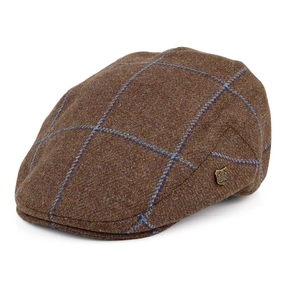 Gorra plana Gamekeeper repelente al agua a cuadros de Failsworth - Turba-Azul