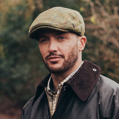 Gorra plana Gamekeeper repelente al agua a cuadros de Failsworth - Verde-Multi