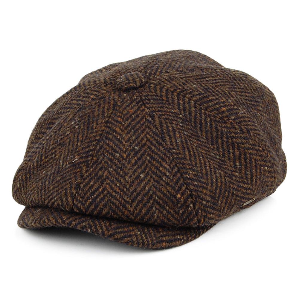 Gorra Newsboy de lana diseño de espiga de Failsworth - Marrón
