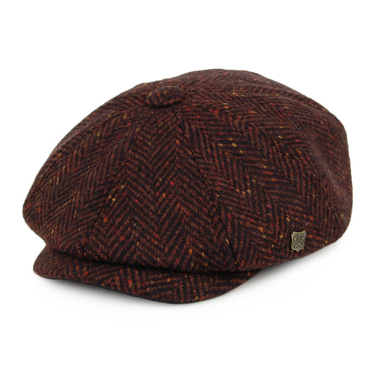 Gorra Newsboy de lana diseño de espiga de Failsworth - Burdeos-Multi