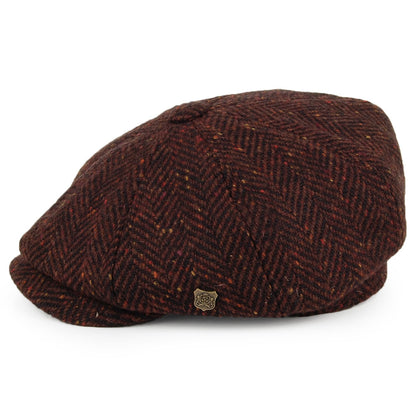 Gorra Newsboy de lana diseño de espiga de Failsworth - Burdeos-Multi