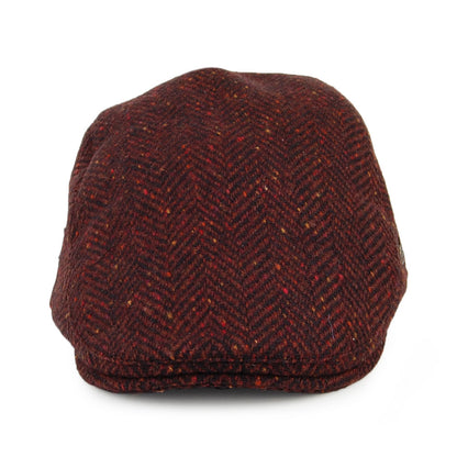 Gorra plana Stockholm de Tweed Donegal diseño de espiga de Failsworth - Burdeos-Multi