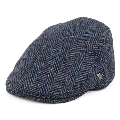 Gorra plana Stockholm de Tweed Donegal diseño de espiga de Failsworth - Múltiples tonalidades azules
