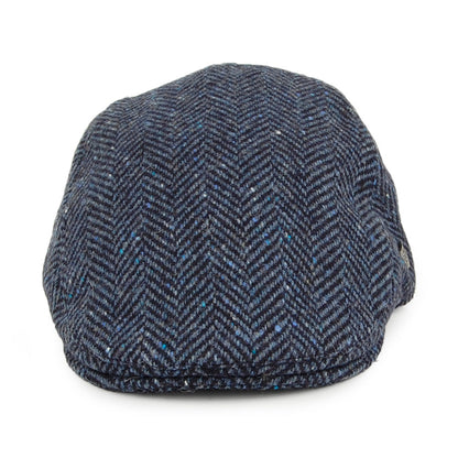 Gorra plana Stockholm de Tweed Donegal diseño de espiga de Failsworth - Múltiples tonalidades azules