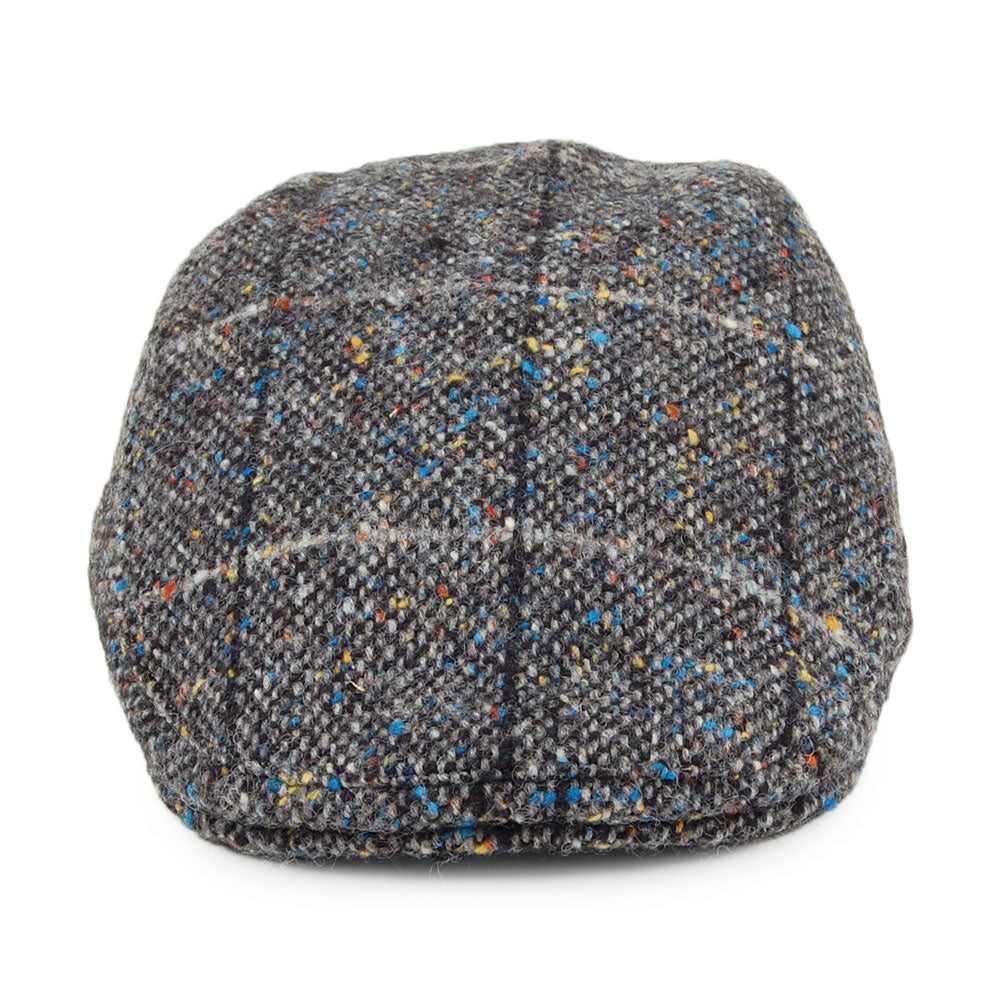 Gorra plana Oslo de tweed donegal a cuadros con orejeras de Failsworth - Gris Multi
