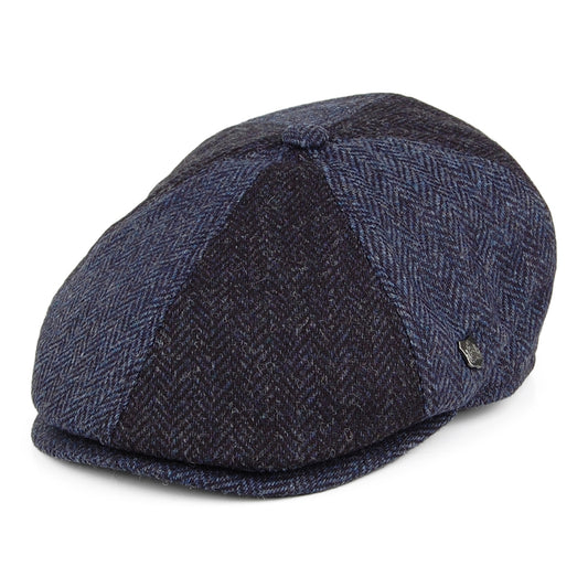 Gorra Newsboy Hoxton 2-Tone de lana diseño de espiga de Failsworth - Azul Marino-Azul